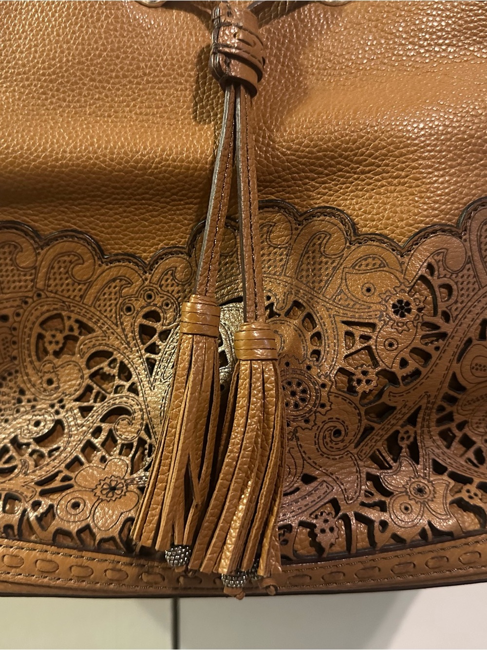Brighton Clover Convertible Bucket Bag in toffee - Picture 6 of 8